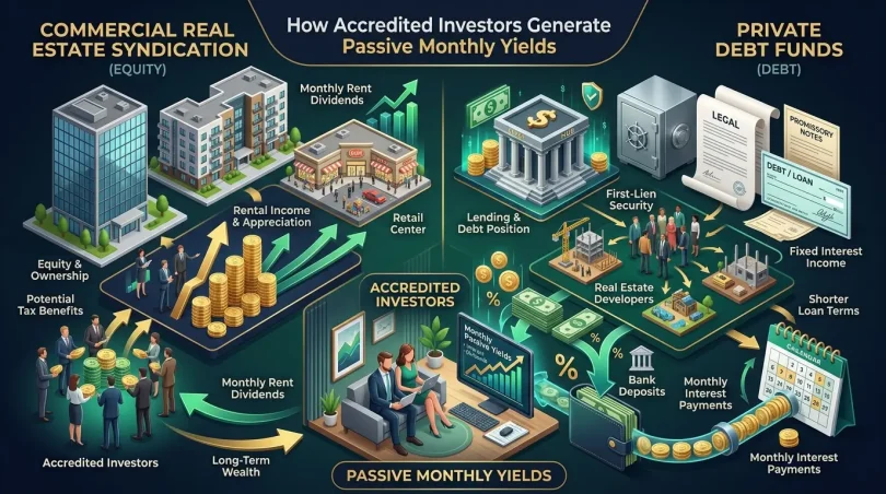 Commercial Real Estate Syndication vs. Private Debt Funds: How Accredited Investors Generate Passive Monthly Yields